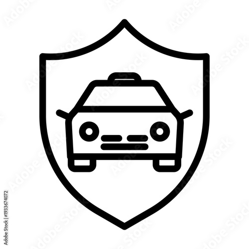 Car insurance shield icon for automotive protection and vehicle accident coverage
