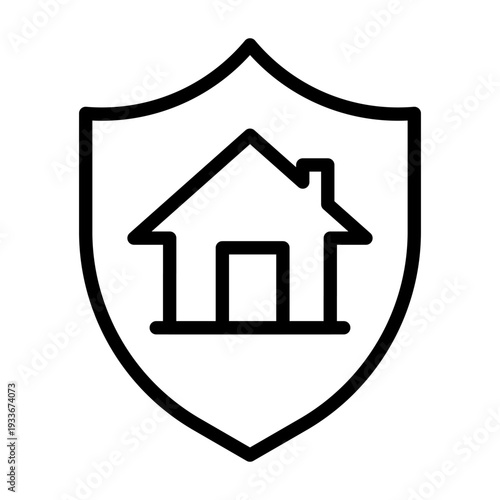 Home insurance icon featuring a house inside a shield for residential property protection