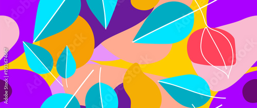 Wallpaper Mural Bold Leaf Pattern. Tropical Leaf. Modern Motif. Jungle Print. Foliage Summer Seamless Pattern. Trending Vector Background. Artistic Botanical Surface. Abstract Plant. Bright Fashion. Contrast Drawing. Torontodigital.ca