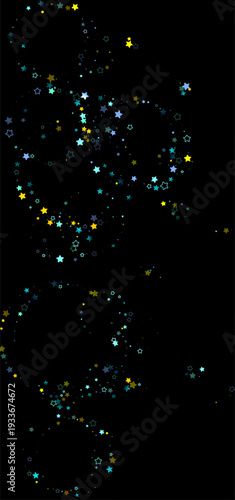 Wallpaper Mural Cyan, Gold, Blue Stars Confetti. Shimmering Shiny particles. Scattered little sparkling, glitter light points. Stellar falling on black background. New Year Christmas background. Vector illustration. Torontodigital.ca