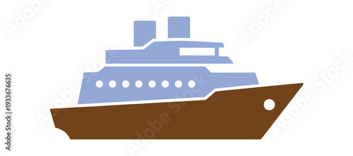 Minimalist multicolor vessel icon in side view, isolated flat vector illustration.