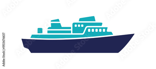 Decorative color ship symbol in flat style, clean side profile on white.
