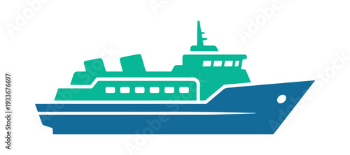 Colorful boat symbol shown from the side in clean flat style, isolated on a white backdrop.