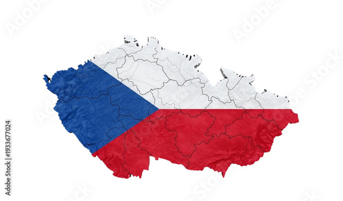 A vector graphic illustration of the Czech Republic map with flag colors
