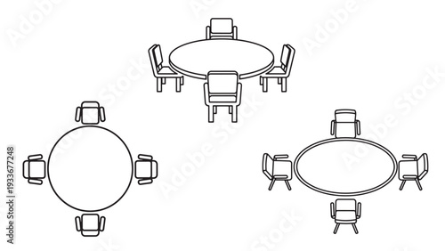 Roundtable Meeting Layout Illustration Circular Table Arrangement Representing Equal Participation and Collaborative Decision Making