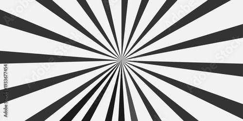 Abstract geometry black gradient ray sunburst pop art glowing spotlight explosion sunburst texture comic cartoon wallpaper design.