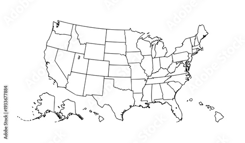 A minimalist vector graphic illustration of the United States map