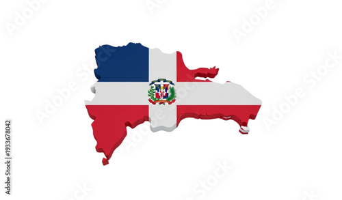The Dominican Republic flag in the shape of its own map