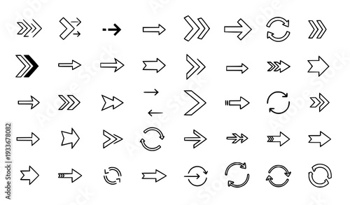 A collection of various black and white arrow icons and symbols