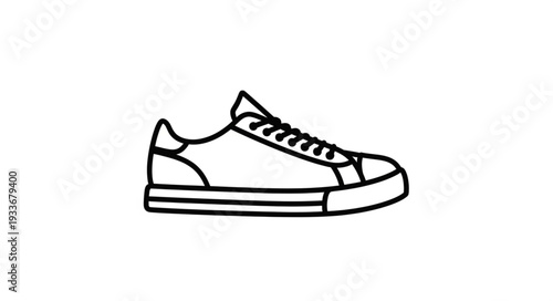 Simple Black and White Sneaker Illustration.