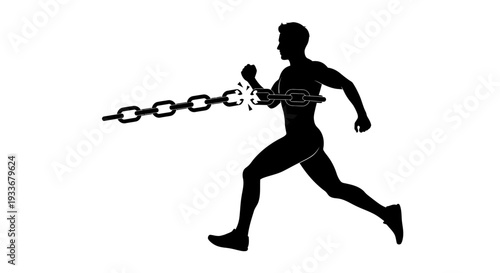 Man Breaking Free from Chains Silhouette