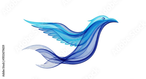 Blue abstract bird graphic design