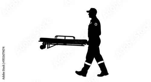 Paramedic Carrying Stretcher Silhouette
