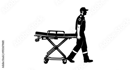 Paramedic Pushing Stretcher