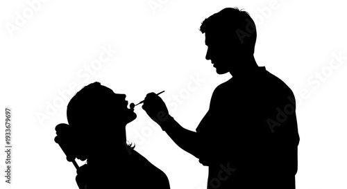 Dentist Silhouette Treating Patient