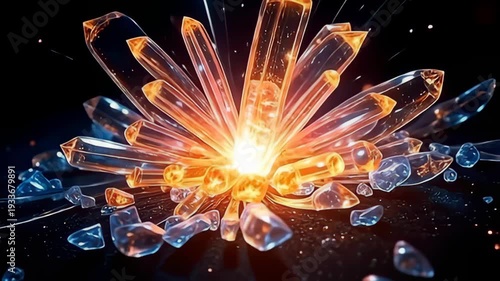 inward angstrom lively burst of motion, crystalize vitamin shard orb inwardness cracking and rectify inward angstrom speedy succession of brilliant colors, apiece sherd glow impulse and