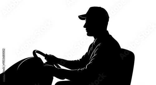 Silhouette of a man driving a car