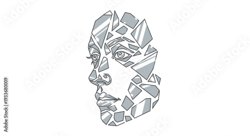 Fragmented Face Portrait - Abstract Human Identity Concept