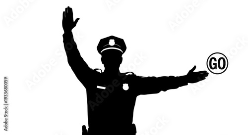 Police Officer Directing Traffic with Go Signal