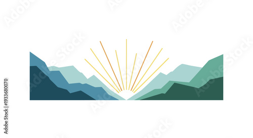 Sunrise Over Mountain Range, Abstract Landscape, Hopeful Beginning