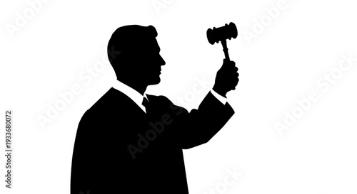 Silhouette of an auctioneer holding a gavel