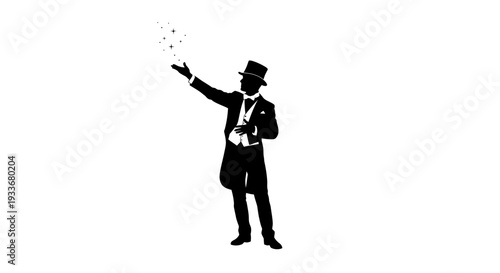 Magician Silhouette Conjures Stars