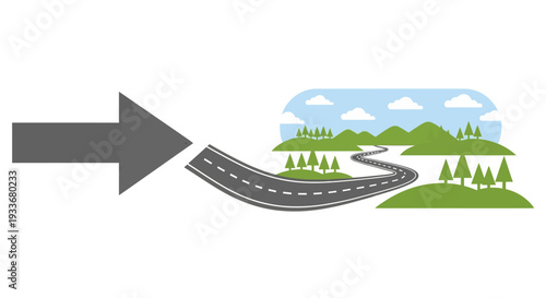Road to Success Concept - Arrow and Winding Path