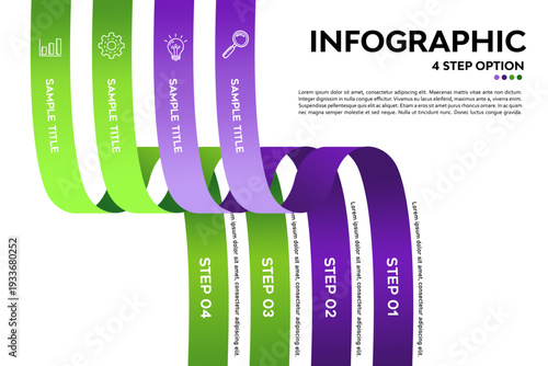 Vector infographic timeline 4 option step with business icons for presentations, brochures, web, banners, annuals. Vector editable