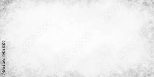 White abstract grunge background with a frosty winter paper texture featuring snowy clouds and blue ice crystal patterns on a bright cold surface