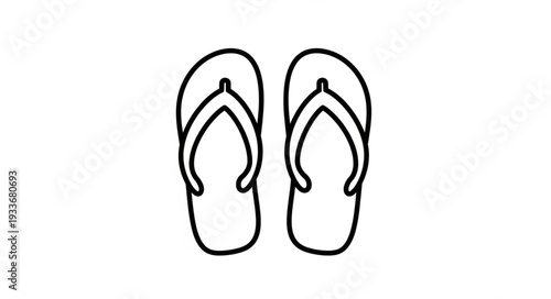 Simple Black Flip Flops Illustration.