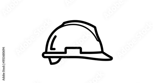 Simple Black Hard Hat Illustration.
