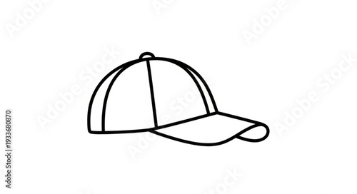 Simple Black Baseball Cap Illustration.