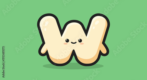 A cartoon character with a smiley face on a green background is depicted with arms and legs