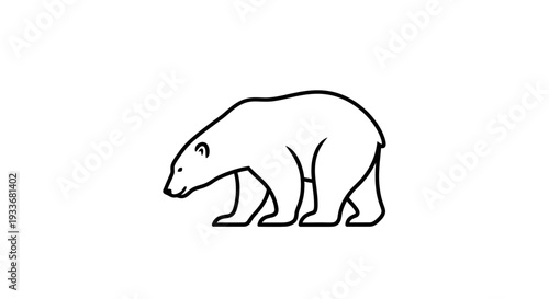 Minimalist contour drawing of a majestic arctic polar bear in a walking pose clean vector