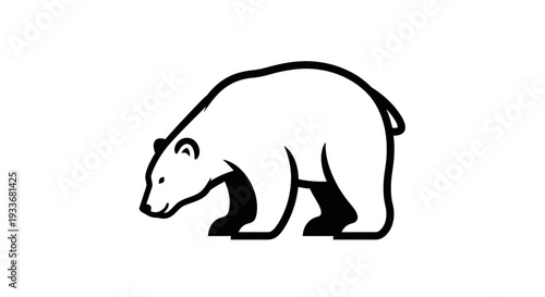 Minimalist black and white bear illustration vector graphic design element for various projects