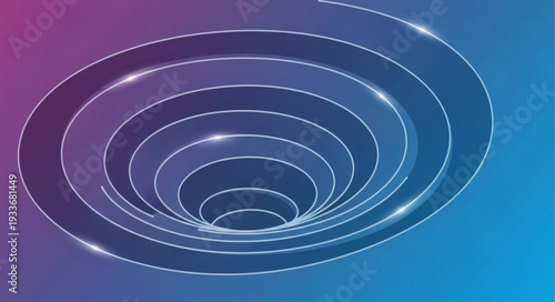 Abstract spiral vortex with glowing lights and gradient background.