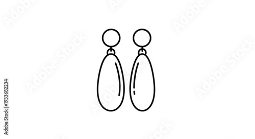 Simple Black Line Earrings Illustration.