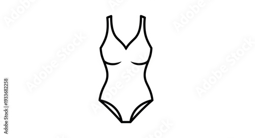 Simple Black Line Swimsuit Illustration.