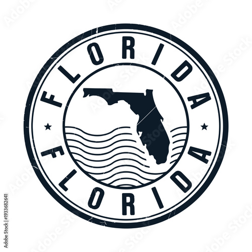 Vintage style stamp featuring the state of florida and its shape