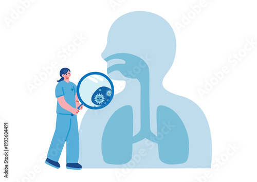 診察する女性医療従事者のイラスト