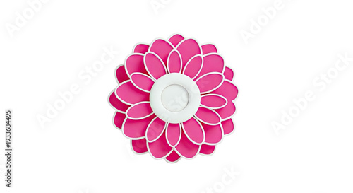 Pink abstract flower with white border and center
