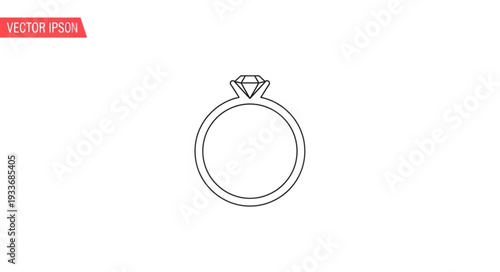 Simple Diamond Engagement Ring Illustration.