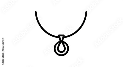 Simple Black Pendant Necklace Illustration.