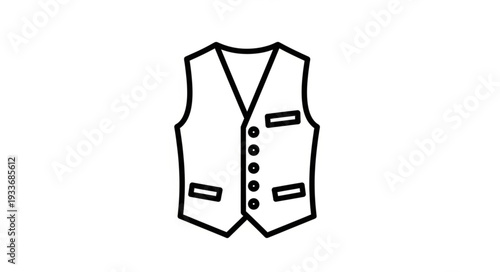 Simple Black Waistcoat Illustration Design.