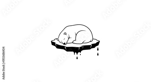 A lone polar bear rests on a rapidly shrinking ice floe, a stark symbol of climate change and