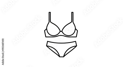 Simple Line Drawing of Bikini Set.