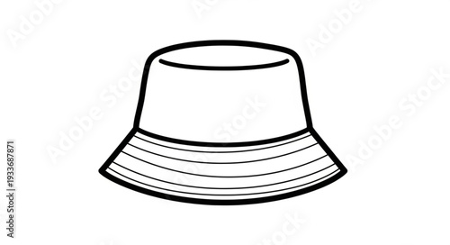 Simple Line Drawing of Bucket Hat.