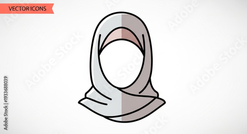 Simple Hijab Illustration on White.