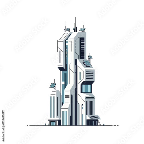 Futuristic Skyscraper with Solar Panels - Modern Architecture Design