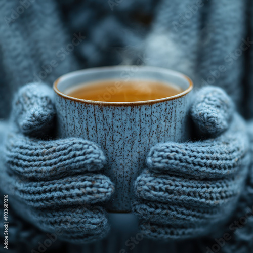 Person holding a cup of tea.